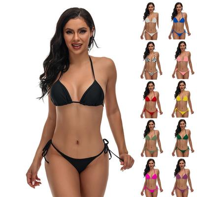 European and American Sexy Split Bikini Strap Neck Triangle Swimsuit