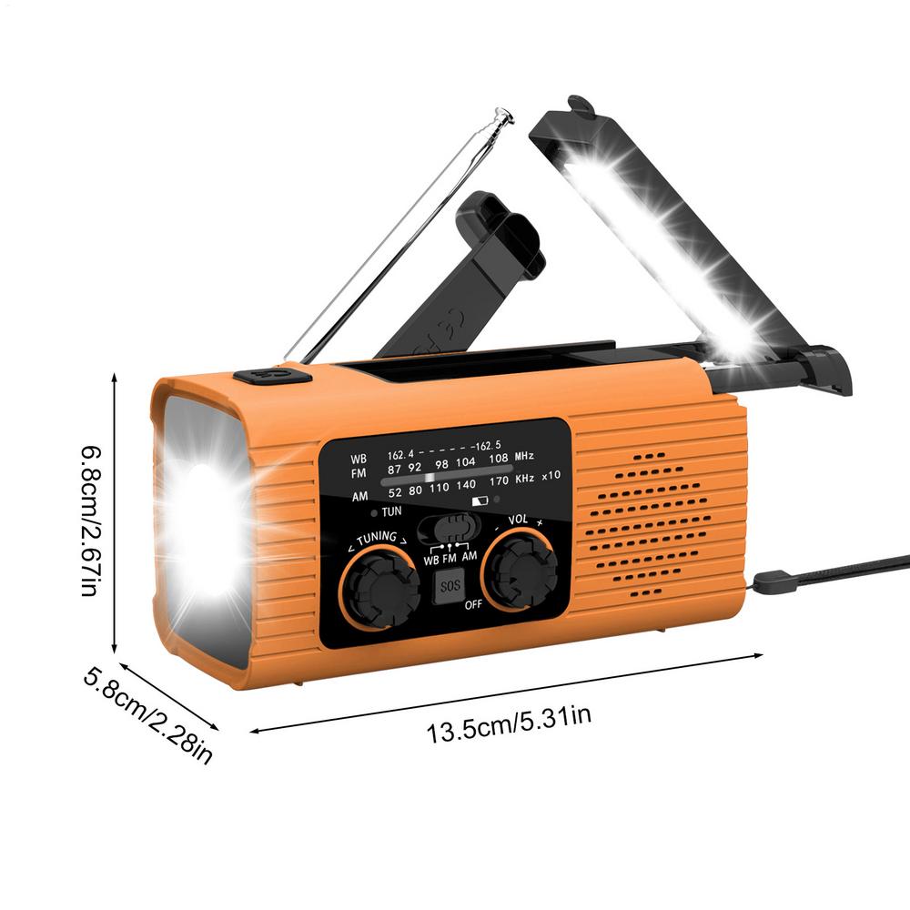 Portable Solar Radio Flashlight Hand Crank Weather Radio AM/FM/NOAA Radio Crank Radios 3 Way Charging Survival Radio For Camping