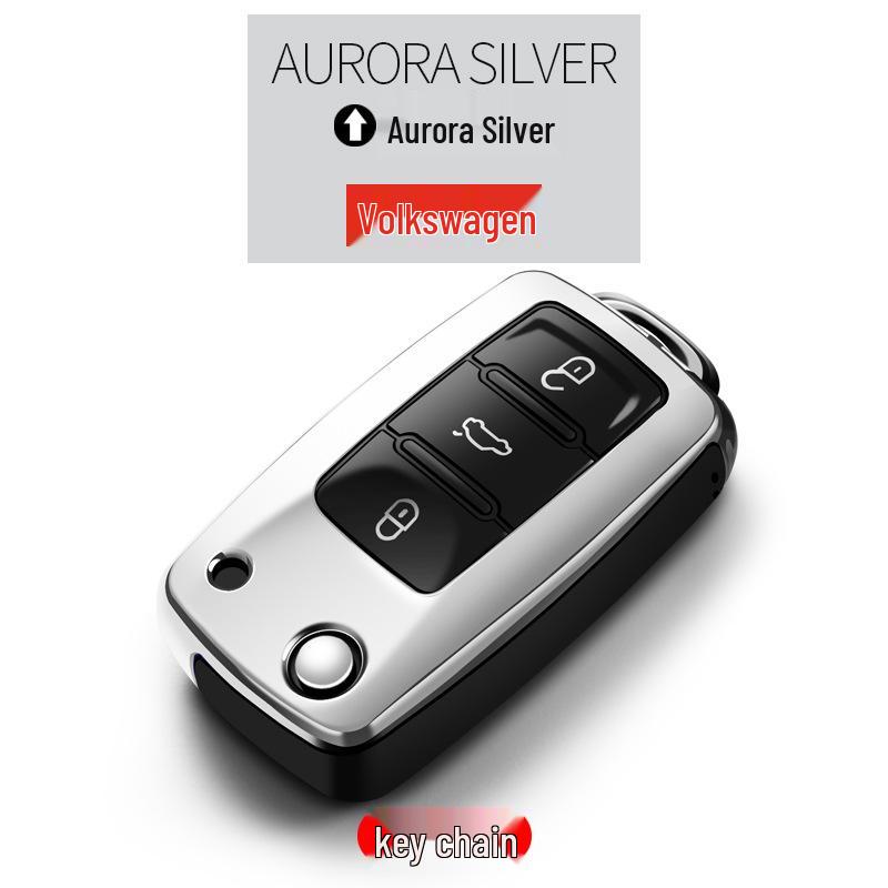Volkswagen Key Case for Passat, Lavida, POLO, Bora, Tiguan, Sagitar - TPU Car Key Shell with Buckle
