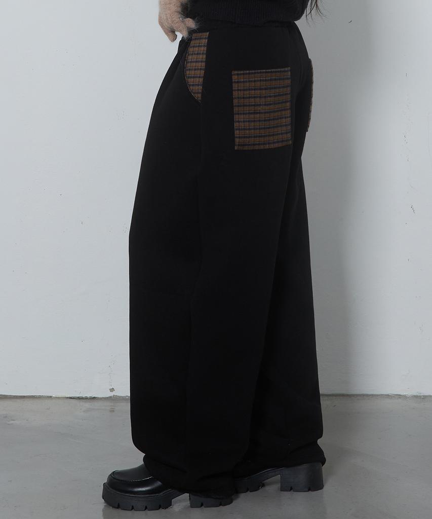 CHICKS (Fleece-Lined Ver) Back Pocket Check Balloon Pants Black