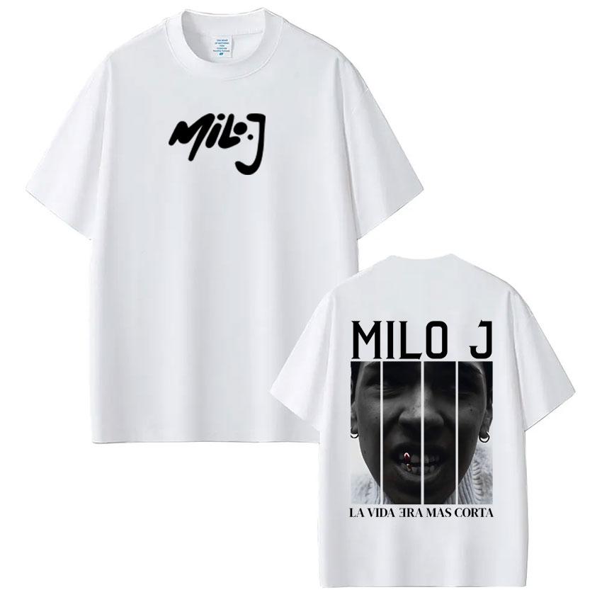 Rapper Milo J La Vida Era Mas Corta Album Tshirt Unisex Women Harajuku Tshirts Summer Loose Casual Cotton Vintage Tshirt Tops