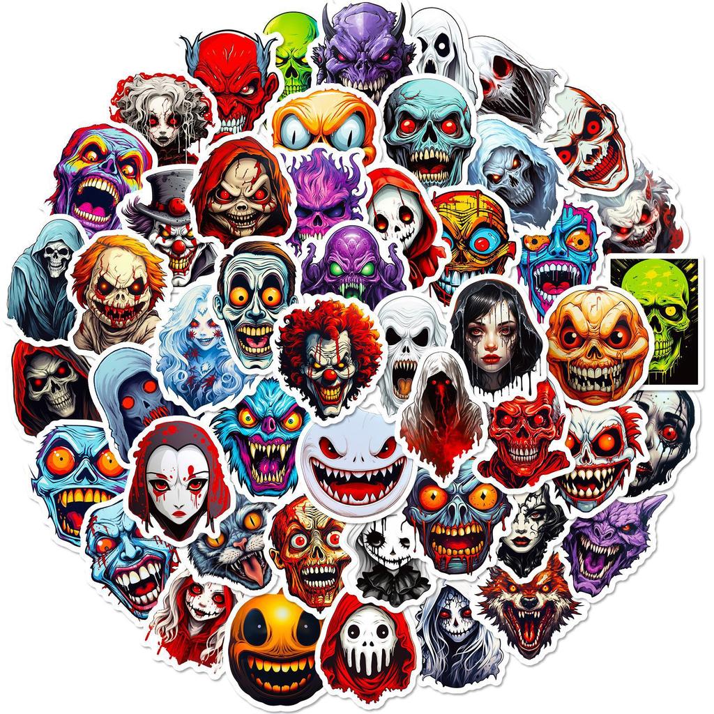 50 Horror Grimace Graffiti Stickers Thriller Skull Halloween Horror Spoof Stickers