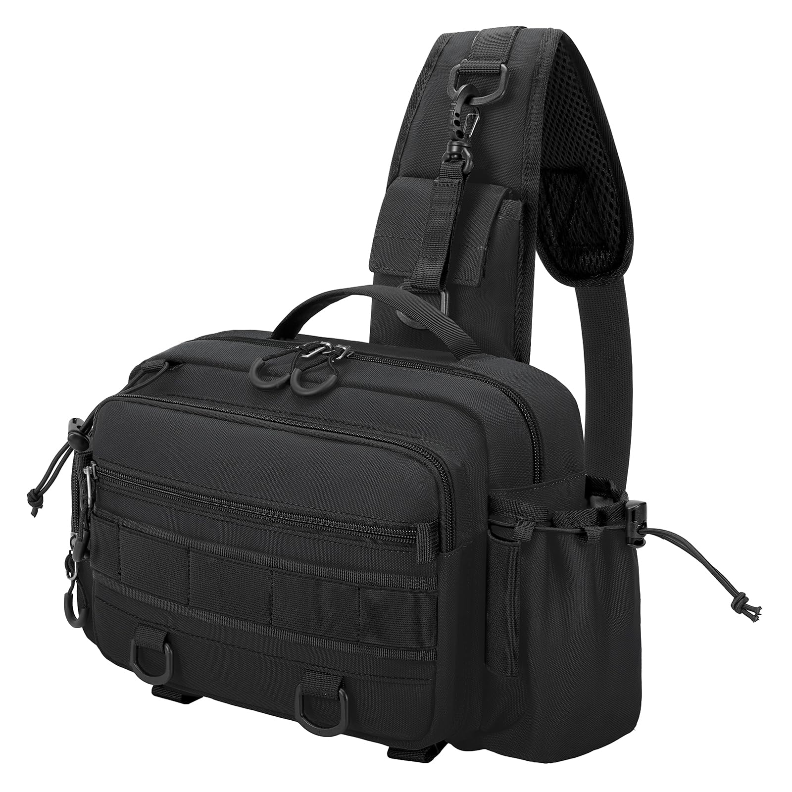 

RAINSMORE Fishing Bag with Rod Large Run and Gun Bag with 9 Tackle Multifunctional Fishing Bag for Salt Stream and Egging Holder, Capacity, чёрный