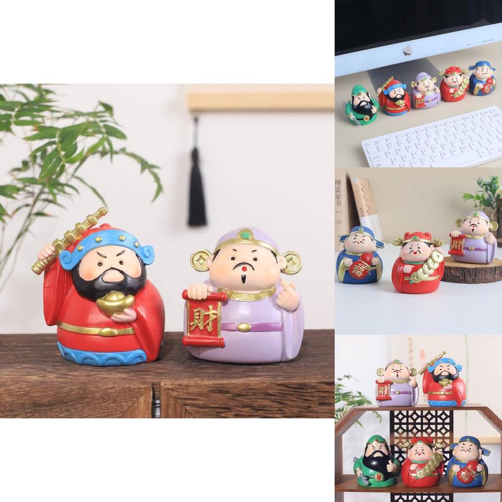Adorable Resin Car Decorations Lucky Wealth God Figures Cartoon Style Stress Reliever