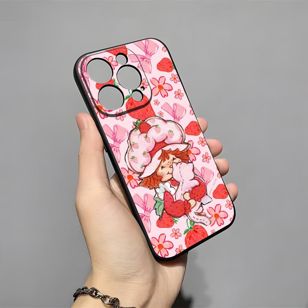 Cartoon S-Strawberry Shortcake Phone Case For IPhone 17 Pro Max 16 15 14 Pro Max 13 11 X Xs Xr 8 7Plus Silicone Cover