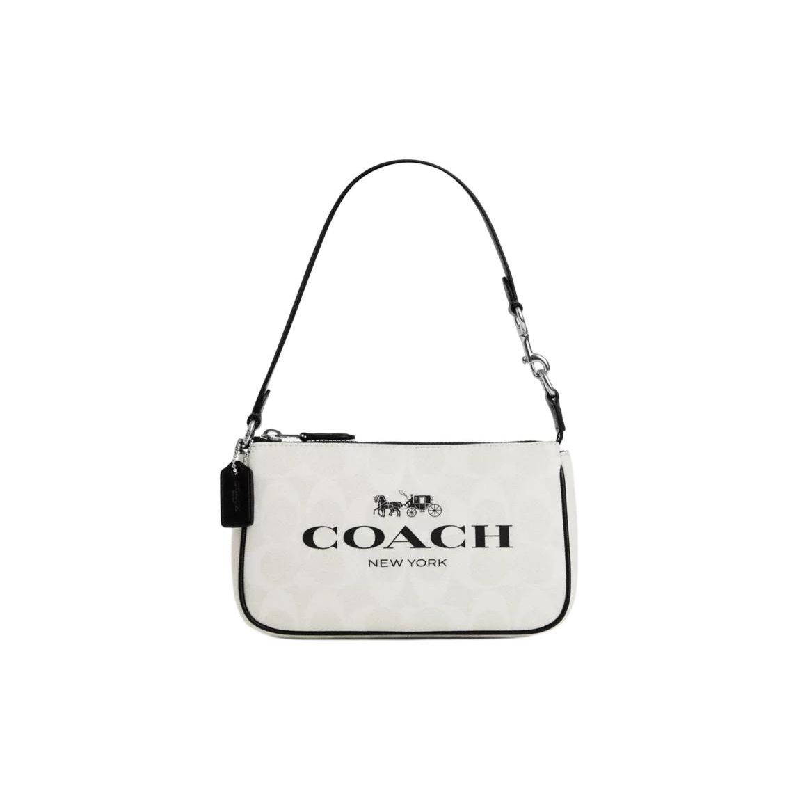 

Coach Nolita 19 Classic Monogram Zip Closure Canvas And Smooth Leather Shoulder Bag Women shoulder bag Black White CP252-SVCAH Basic Set (Bag+Dust Bag)