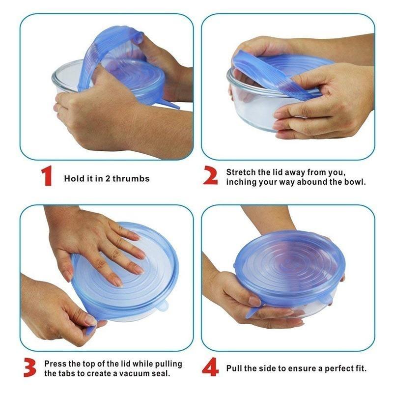 Coperchi in silicone di diverse dimensioni. 6 pezzi