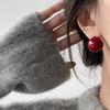 Premium Sense Simple Red Bead Stud Earrings Female Versatile New Year's Model Car Red Open Smile Bead Earrings Wholesale