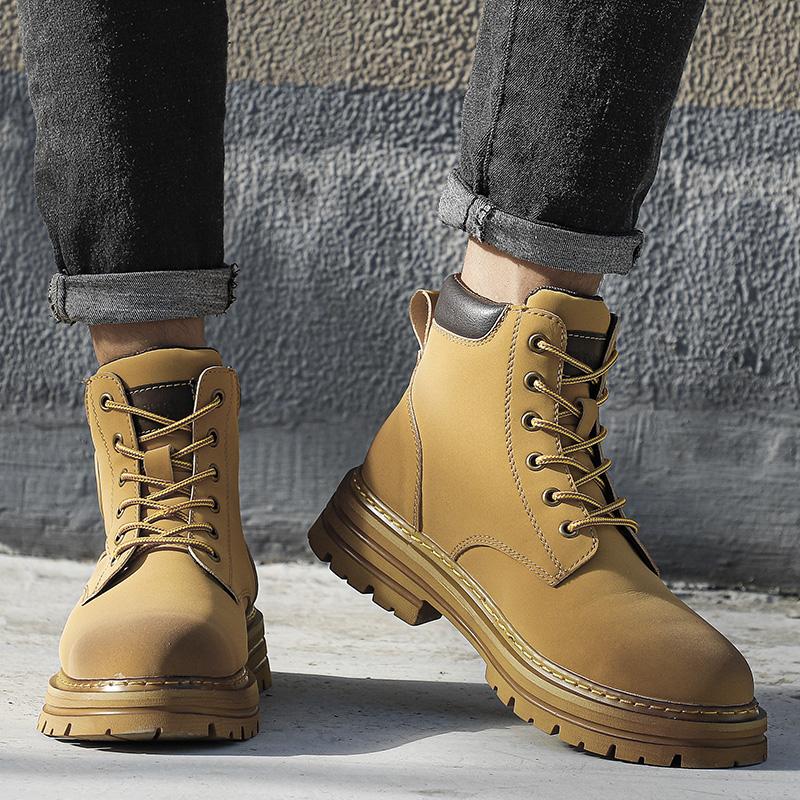 All-match Men Outdoor Sport Boots Autumn Winter Fashion Work Shoes Anti-slip Wearable Walking Basic Boots Handmade Men's Shoes