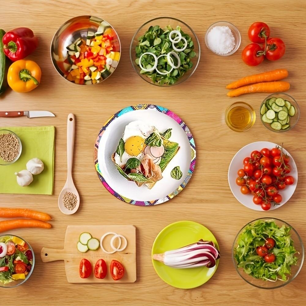 4pcs Heat Resistant Place Mats Non-slip Kitchen Placemat Round Placemat  for Kitchen Dining Room