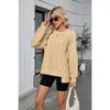 Damen Herbst und Winter Neu Einfarbig Gerippt Rundhals Langarm Lockeres Sweatshirt Top