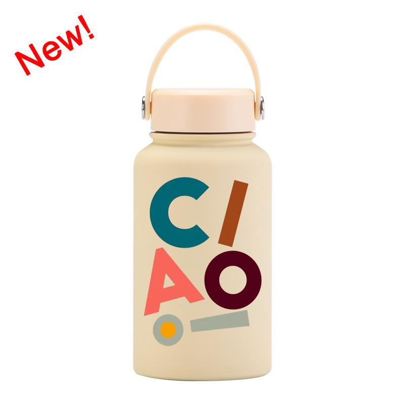 650Ml Thermos Cup Wide Mouth Portable Vacuum Children'S Student Sports Kettle Outdoor Printing Water Cup