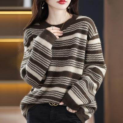 Suéter para mujer, jersey con cuello redondo, Otoño Invierno, suelto, viento lánguido debajo, Jersey informal de manga larga, tops para mujer 2022