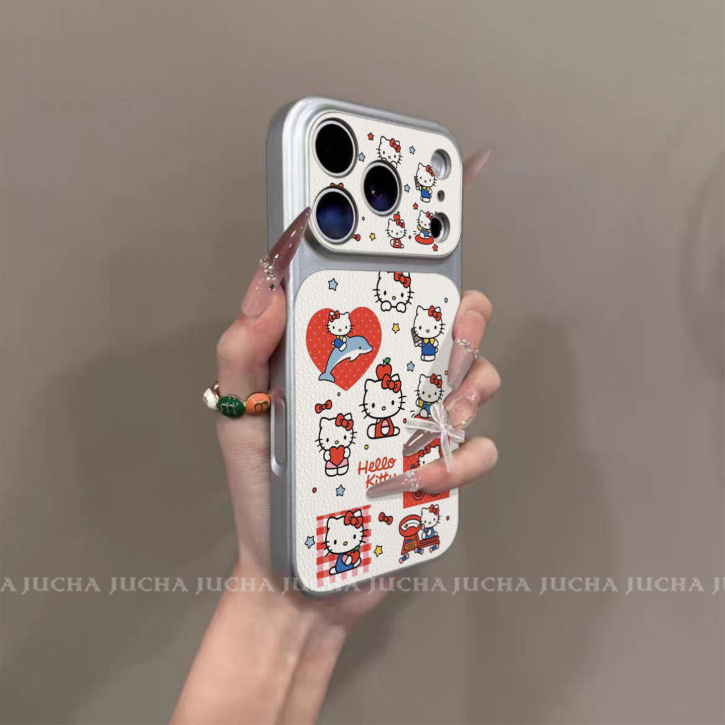 Cartoon Cute Kitty Phone Case for iPhone 17/16 Pro - Unique Style, Full Coverage with Skin Sticker iPhone 16