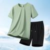 Men's Ice Silk Quick-Dry Sports Set - 2026 Summer Loose Fit Plus Size Breathable Short Sleeve & Shorts