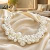 Faux Pearl Choker Necklace 1 Set Chunky Jewelry, Beaded And V-neck Accessory Earrings, Metallic for Women Dinner Parties Wedding Collarbone Enhancing