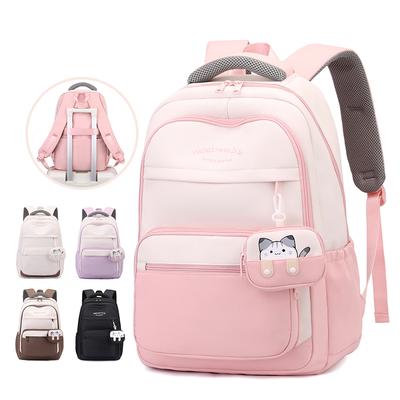 İlkokul Öğrencisi Okul Çantası Renk Bloğu Kadın Büyük Kapasiteli Sırt Çantası