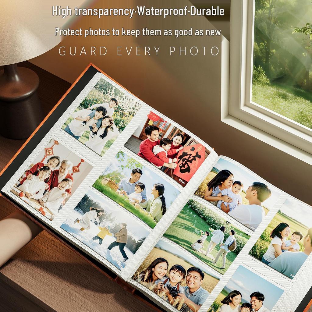 Leather 6-Inch Large Capacity Photo Album: Horizontal/Vertical Version, 5 Pages for Family, Baby, and Commemorative Photos.