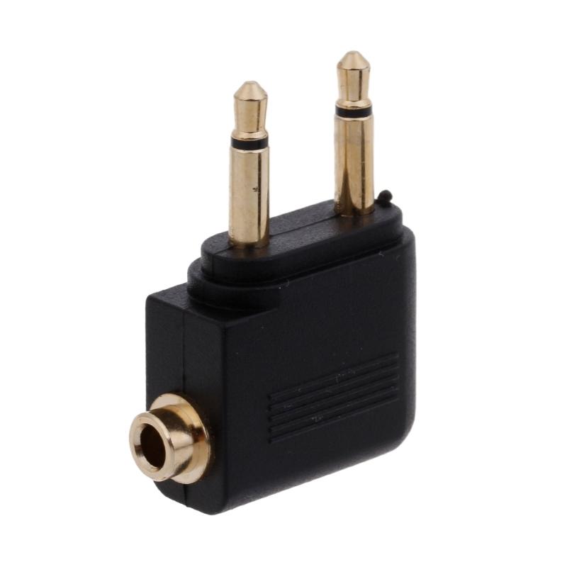 Set of 2pcs Aviation Headphone Adapter 3.5mm Port Aircraft Earphone Socket Conversion Adaptors Portable Converters