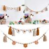Happy Birthday Banner Handmade Tassels Flower Pendant Flag Hanging Bunting Decoration Baby Shower Birthday Party Supply