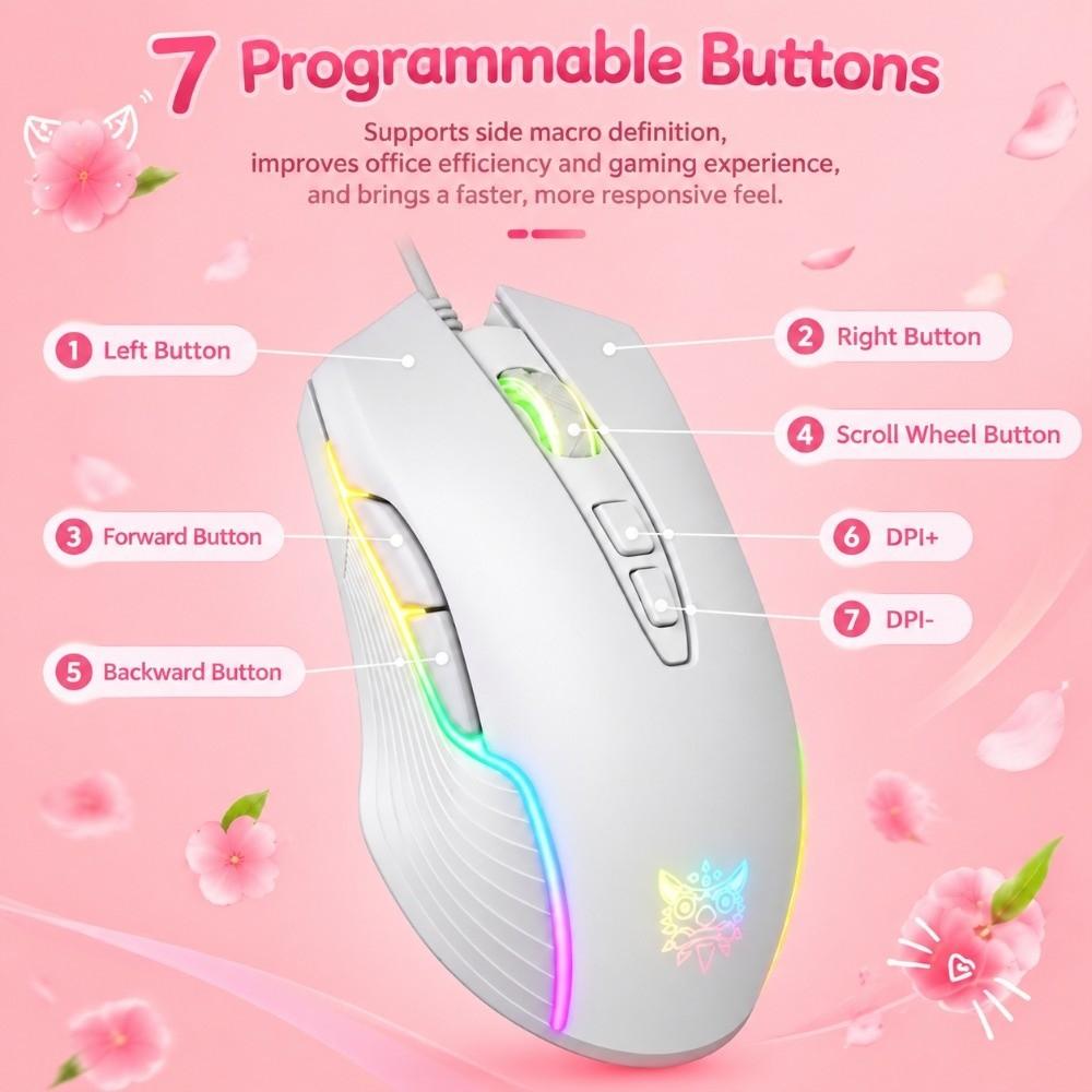 RGB LED Light Optical Gaming Mouse 7 Buttons USB Gaming Mouse  for Office Work