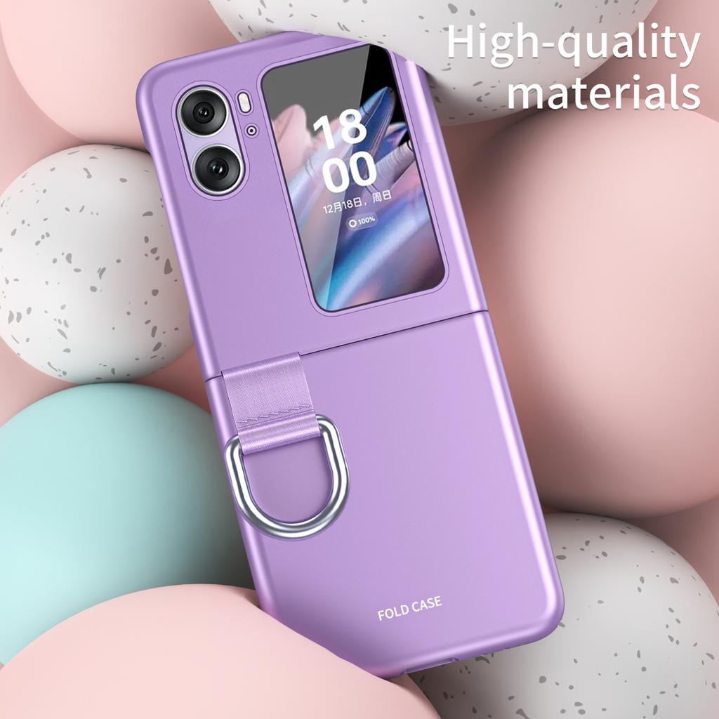 Für Oppo Find N2 Flip 5G Ribbon Metallringhalter Anti-Fingerabdruck Hartes PC Handyhülle Abdeckung