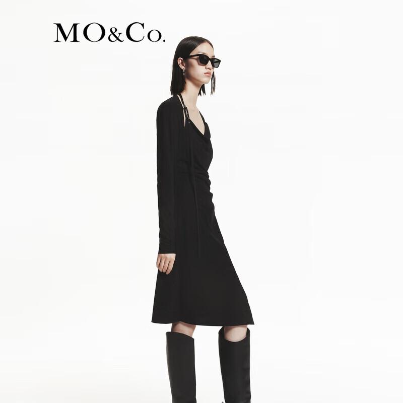 MO&Co. Faux Two-Piece Halter Neck Pleated Midi Dress