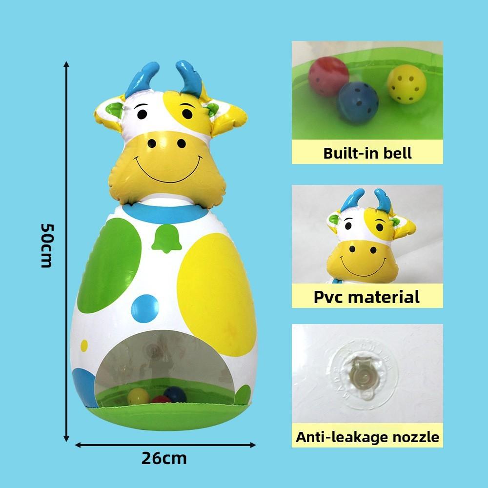Pvc Children Plastic Inflatable Cow Bell Rattle Toy For Learning Play Gifts