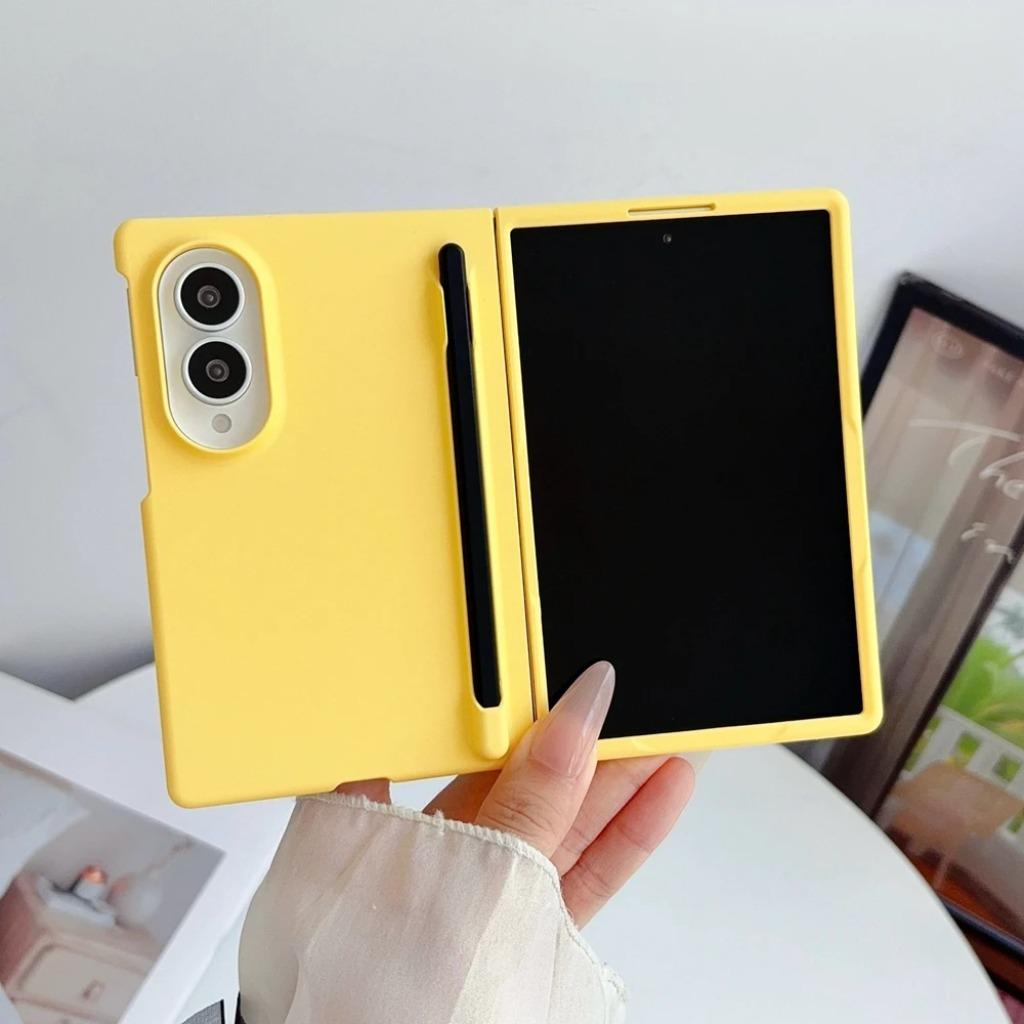 Shockproof Hard PC Pen Slot Phone Case with Stylus For Samsung Galaxy Z Fold 8 7 6 5 4 Fold8 Ultra Matte Candy Color Cover