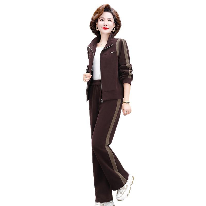 Autumn-Winter 2025 Stylish Plus Velvet Two-Piece Set for Middle-Aged Women