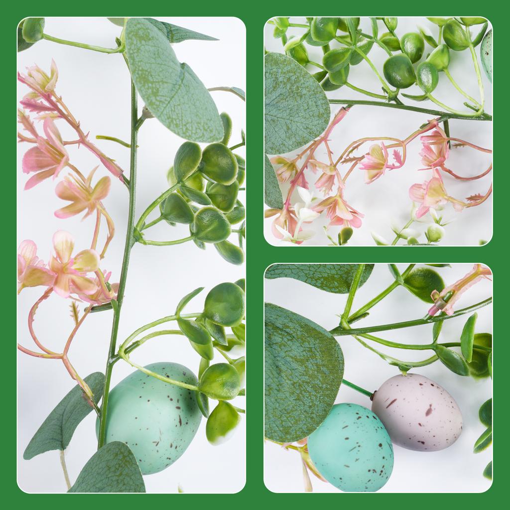 1.8m Spring Easter Artificial Butterfly Vine Egg Decorations Creative Party Wreath Home Hanging Ornament for Easter Egg Hunt