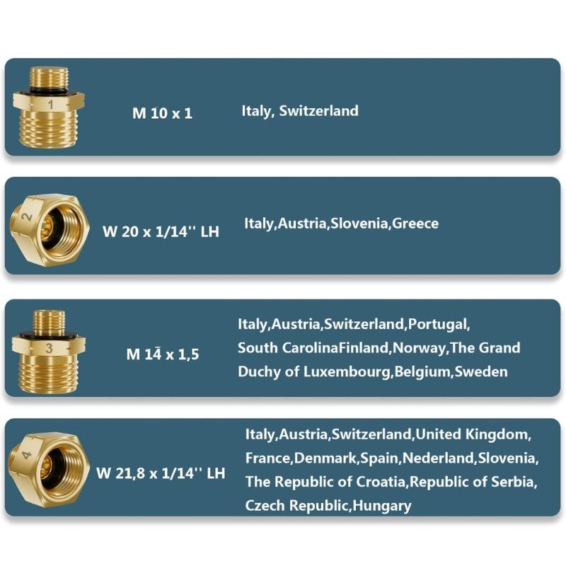 4Pcs Corrosion Resistant Gas Cylinder Connection Adapter Brass Hexagonal Connector Universals Fitting Refill Adapter