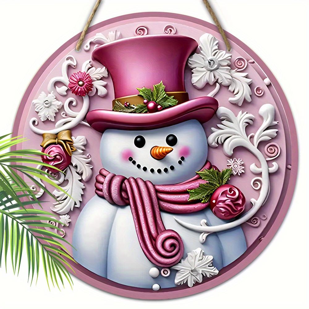 

Розовая Рождественская Деревянная Табличка с Рисунком Снеговика - Круглая Табличка Navidad для Декора на Входную Дверь или Стену - Идеальное Рождественское Украшение 20cm/7.87in розовый