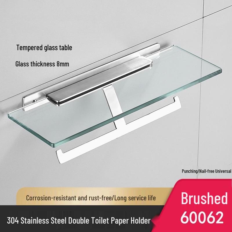 Handun Brushed Double Wall-Mounted Toilet Paper Holder