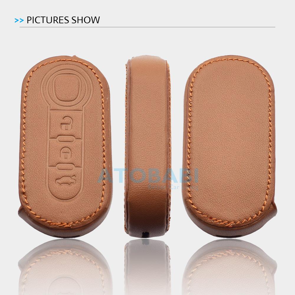 Leather Car Key Case 3 Button Folding Remote Control Protect Cover For Fiat 500 500L 500X Brava Punto Ducato Fiorino Panda Stilo