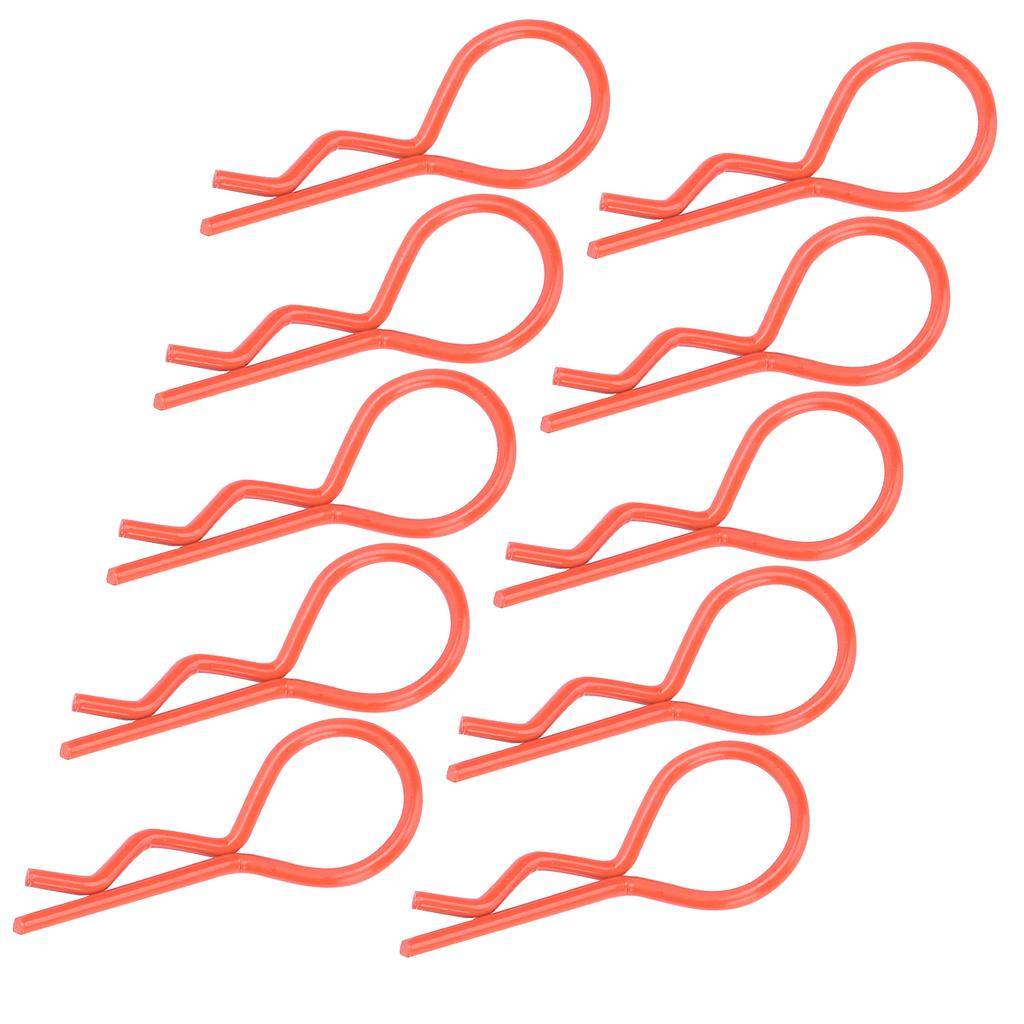 10Pcs 13MM RC Car Shell Clip RShape Metal Body Clips Pins for 15 16 18 110 RC Car(Orange )