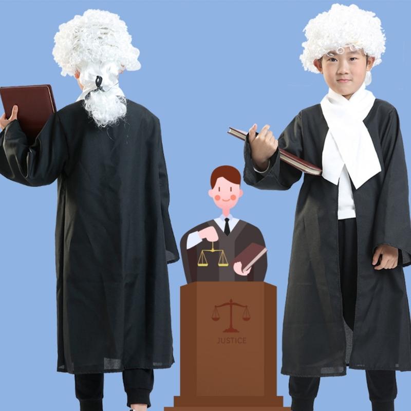 Childrens Courtroom dressing up Costume Soft Breathable Fabric Lawyer Judge Pretend Play Outfit For Boys And Girls
