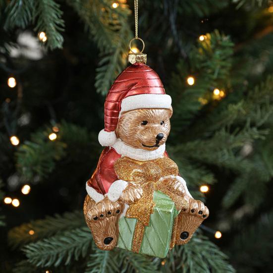 Christmas Ornaments Textured Bear Decorations Cute Playful Santa Hat Glove Sock Designs Versatile Xmas Tree Home Decor Accents