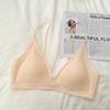 Summer breath bra ultra-thin small-breasted underwear women's French deep V invisible thin shoulder strap jelly strip seamless bra