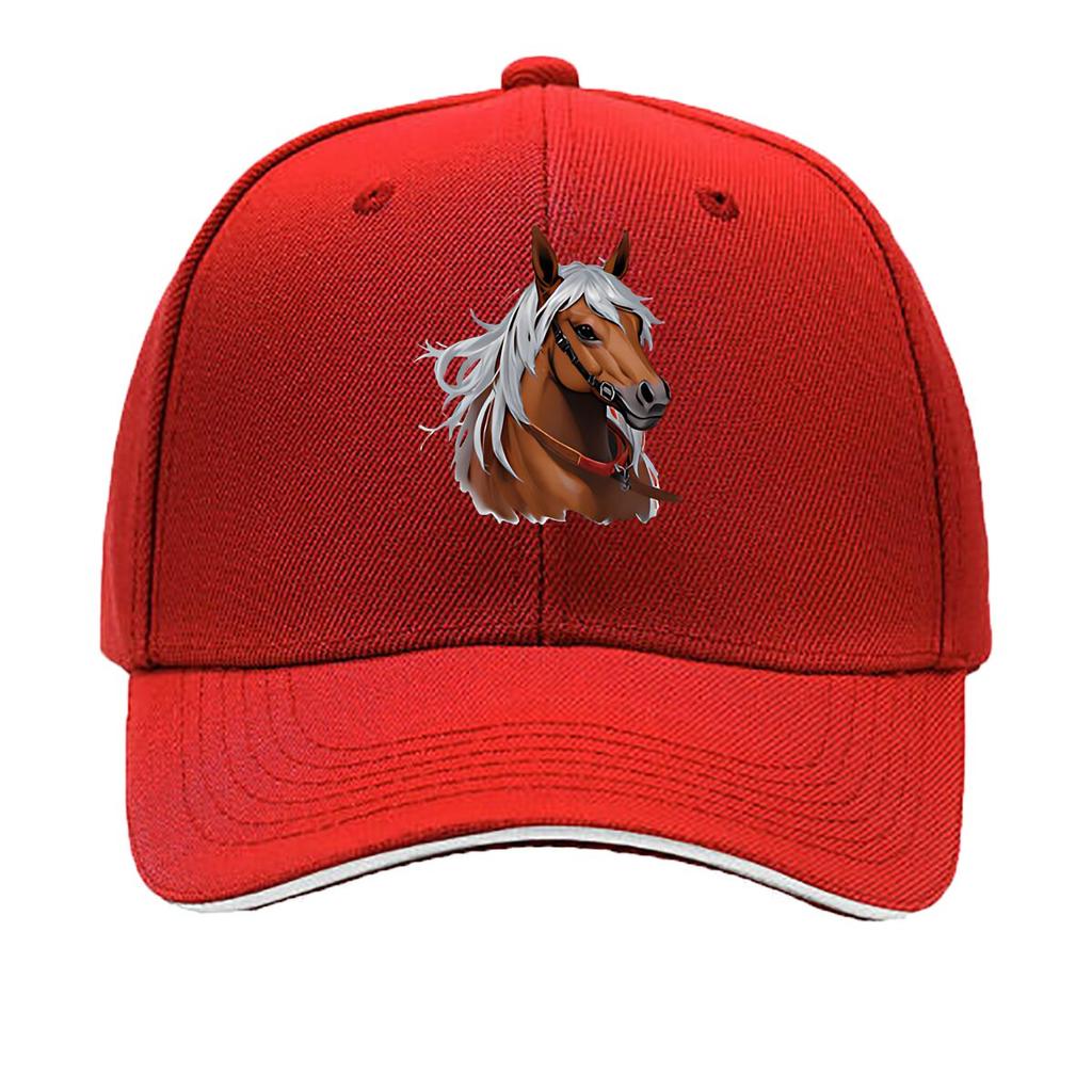 Brown Horse White Unisexe Wall Art Hip Hop Hat Fashion Outdoor Sports Sandwich Baseball Cap