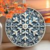 Vintage Round Metal Wall Art Blue Snowflake Farmhouse Decor
