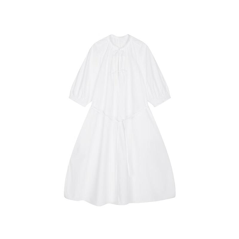 Less 2025 Spring V-Neck Cotton Short-Sleeve Maxi Dress
