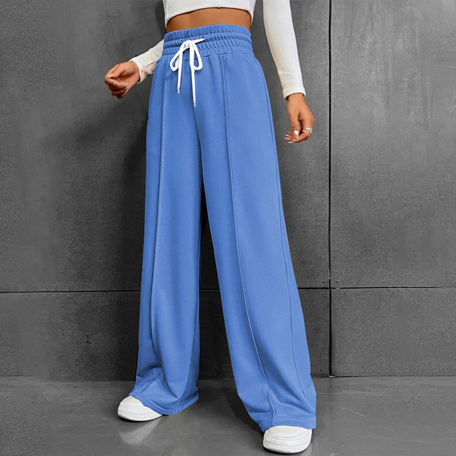 

Женские модные однотонные универсальные повседневные брюки с карманами, свободные спортивные брюки с высокой талией и широкими штанинами на шнурке XL