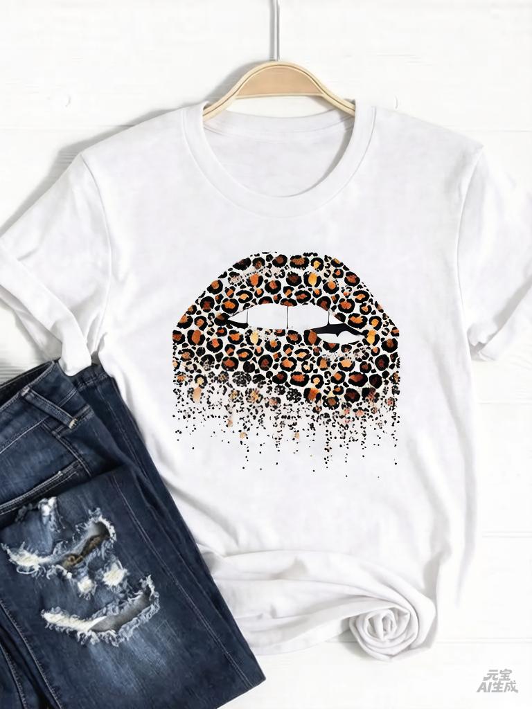 2026 Womens Clothing Star Print Tshirt Heart Pattern Trend Exquisite Cool Summer Top Fashionable Shortsleeved