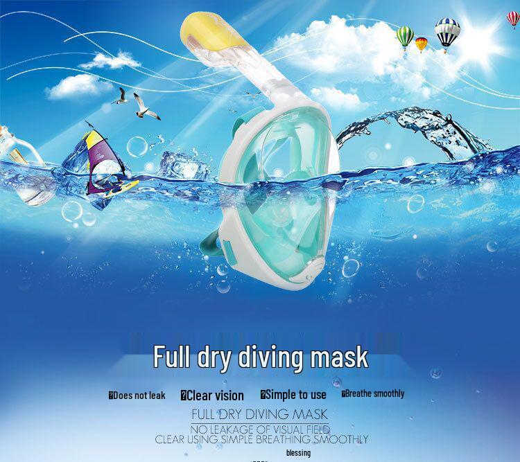 First Gen Anti-Fog Silicone Diving Mask for Adults & Kids - Full Dry Snorkeling & Swimming Equipment