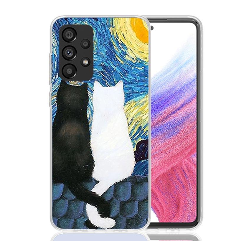 Black Cat Cartoon Cute Phone Case For Samsung Galaxy A13 A14 A15 A16 A53 A54 A55 A56 A33 A34 A35 A36 A23 A24 A25 A26 A05S A04S A