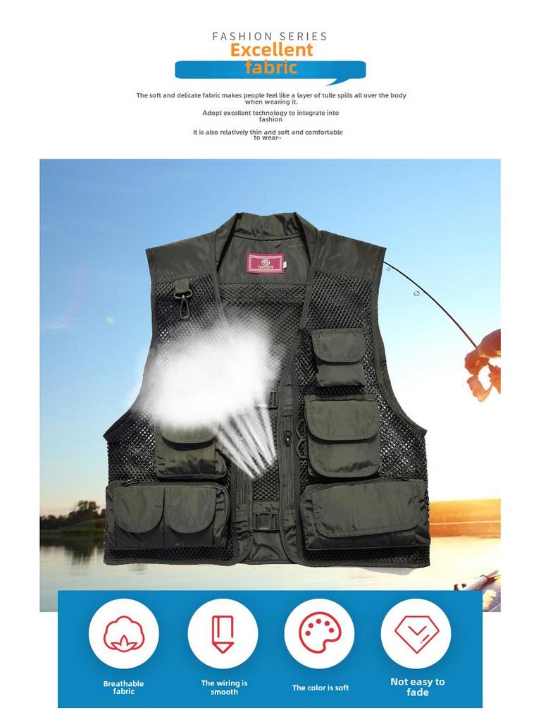Breathable Mesh Sports Fishing Vest with Multi Pockets for Outdoor Use