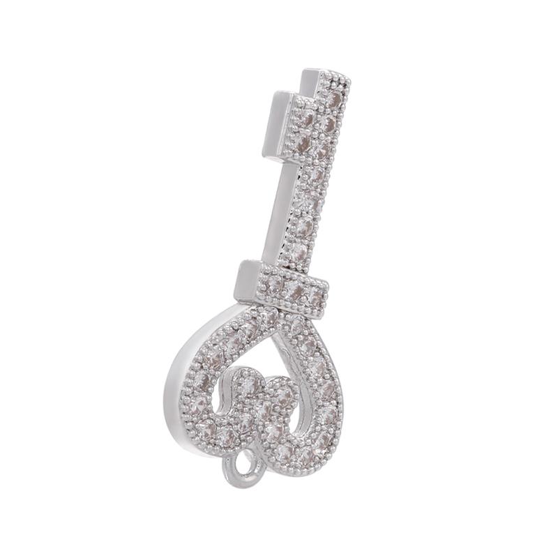 11*22mm Brass Cubic Zirconia Key Charms Pendants for DIY Jewelry Accessory Findings, Model: VD46