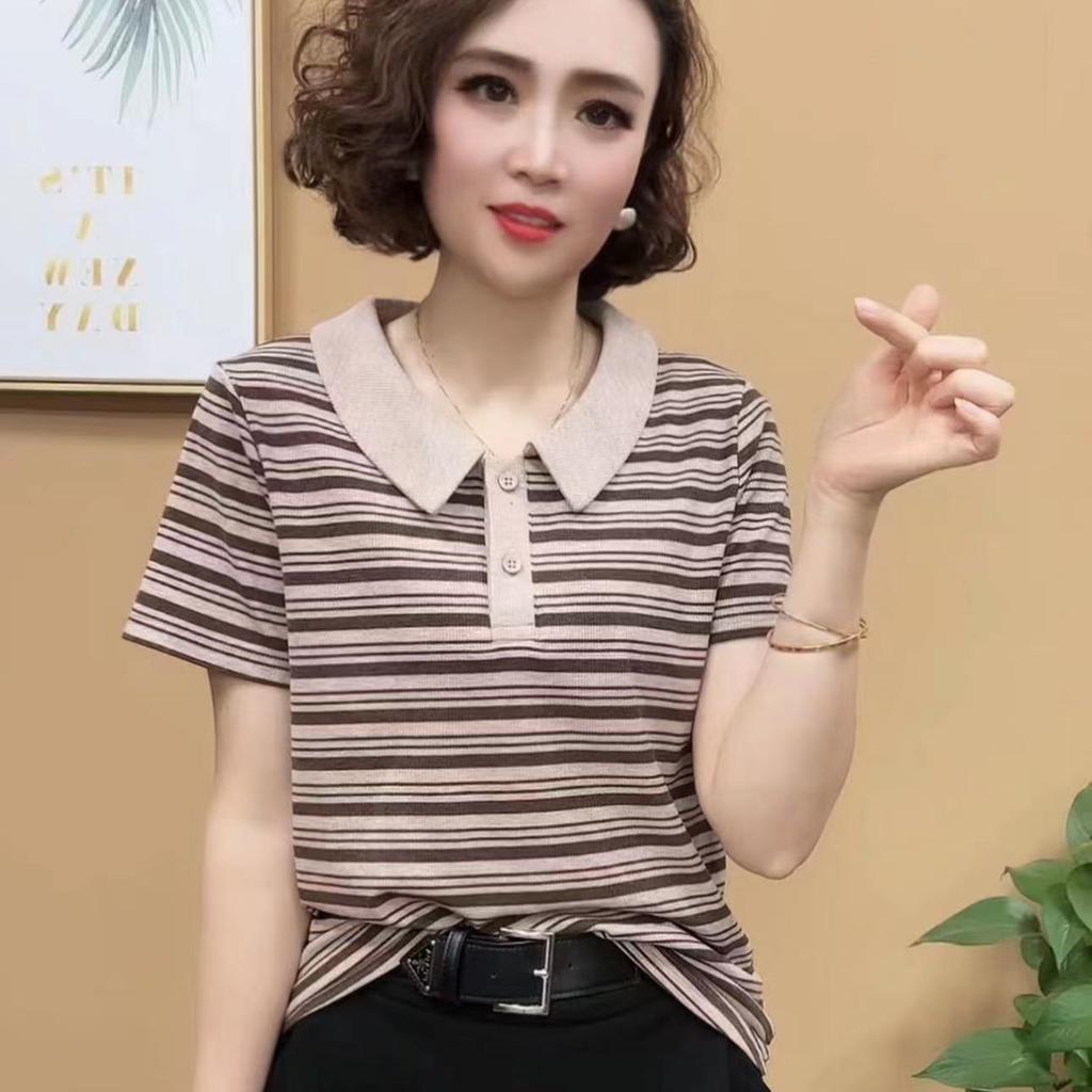 Summer New Fashion Striped Loose and Thin Casual Top