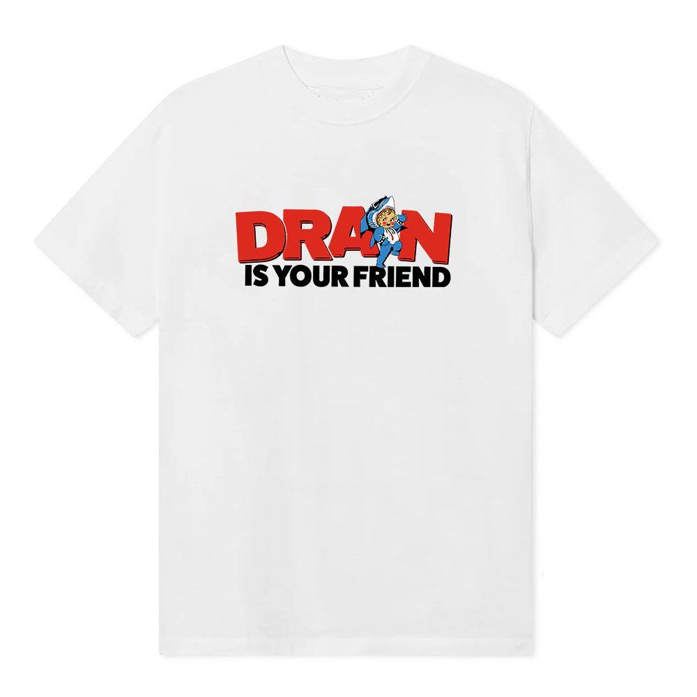 DRAIN KEWPIE FRIEND TEE . . . IS YOUR FRIEND Printing T-shirt Unisex Streetwear Hip Hop Cotton Short Sleeve Fashion Tshirts